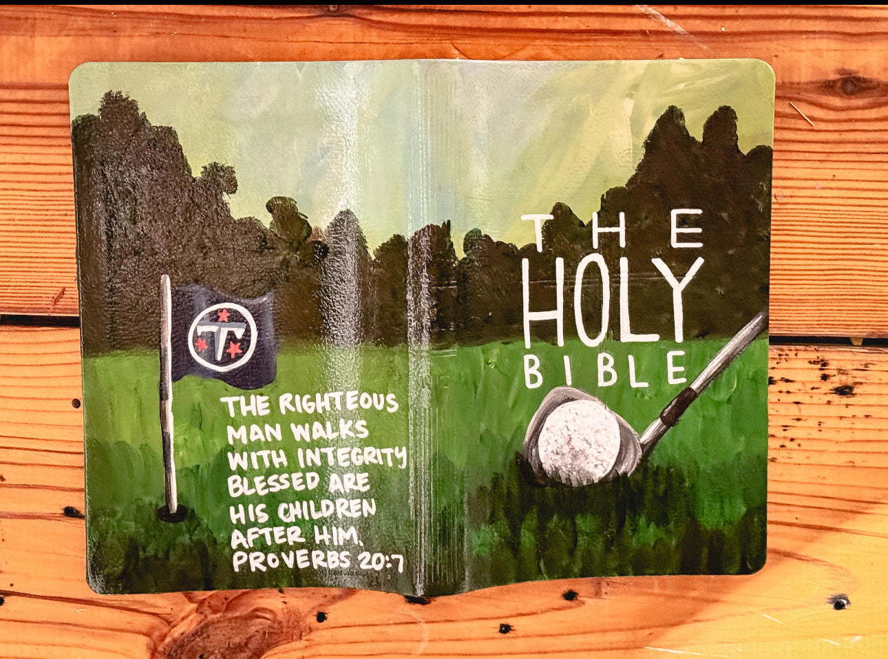 Golf Custom Painted Bible, Personalized Bible, Hand Painted Holy Book, Unique Religious Gift, Custom Bible Cover