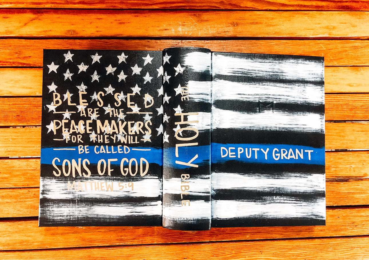 Police Officer/Firemen Custom Painted Bible, Personalized Bible, Hand Painted Holy Book, Unique Religious Gift, Custom Bible Cover