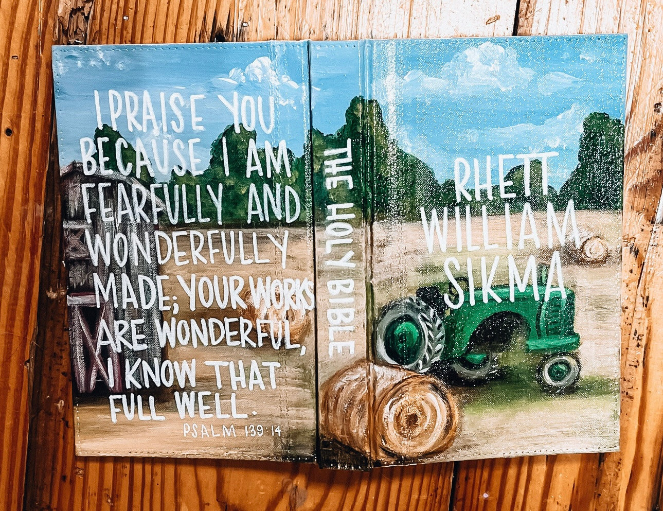 Farm life Custom Painted Bible, Personalized Bible, Hand Painted Holy Book, Unique Religious Gift, Custom Bible Cover