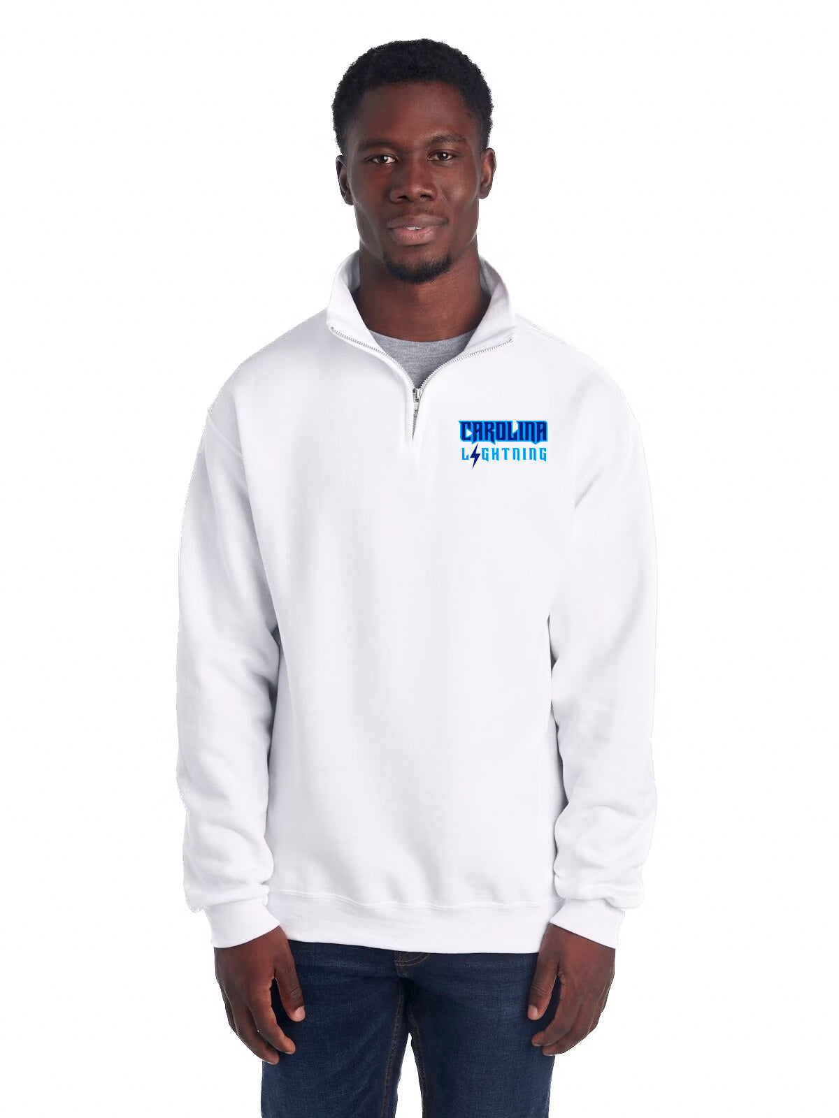 White Quarter Zip Lightning