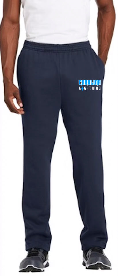 Navy Open Bottom Sweatpants Lightning