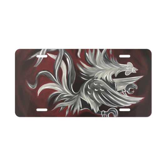 Painting of Gamecock Metal License Plate