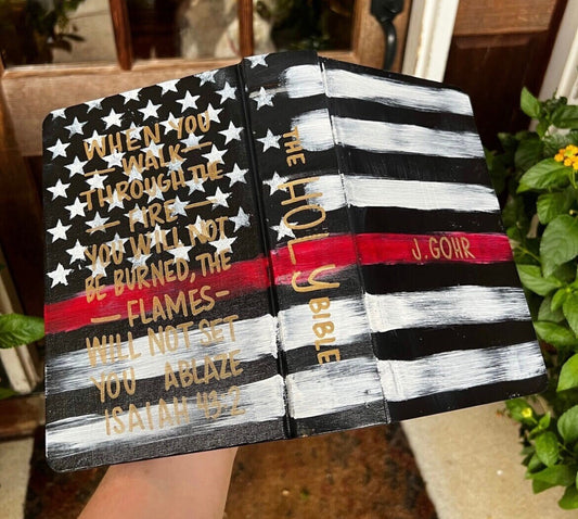 Police Officer/Firemen  Custom Painted Bible, Personalized Bible, Hand Painted Holy Book, Unique Religious Gift, Custom Bible Cover