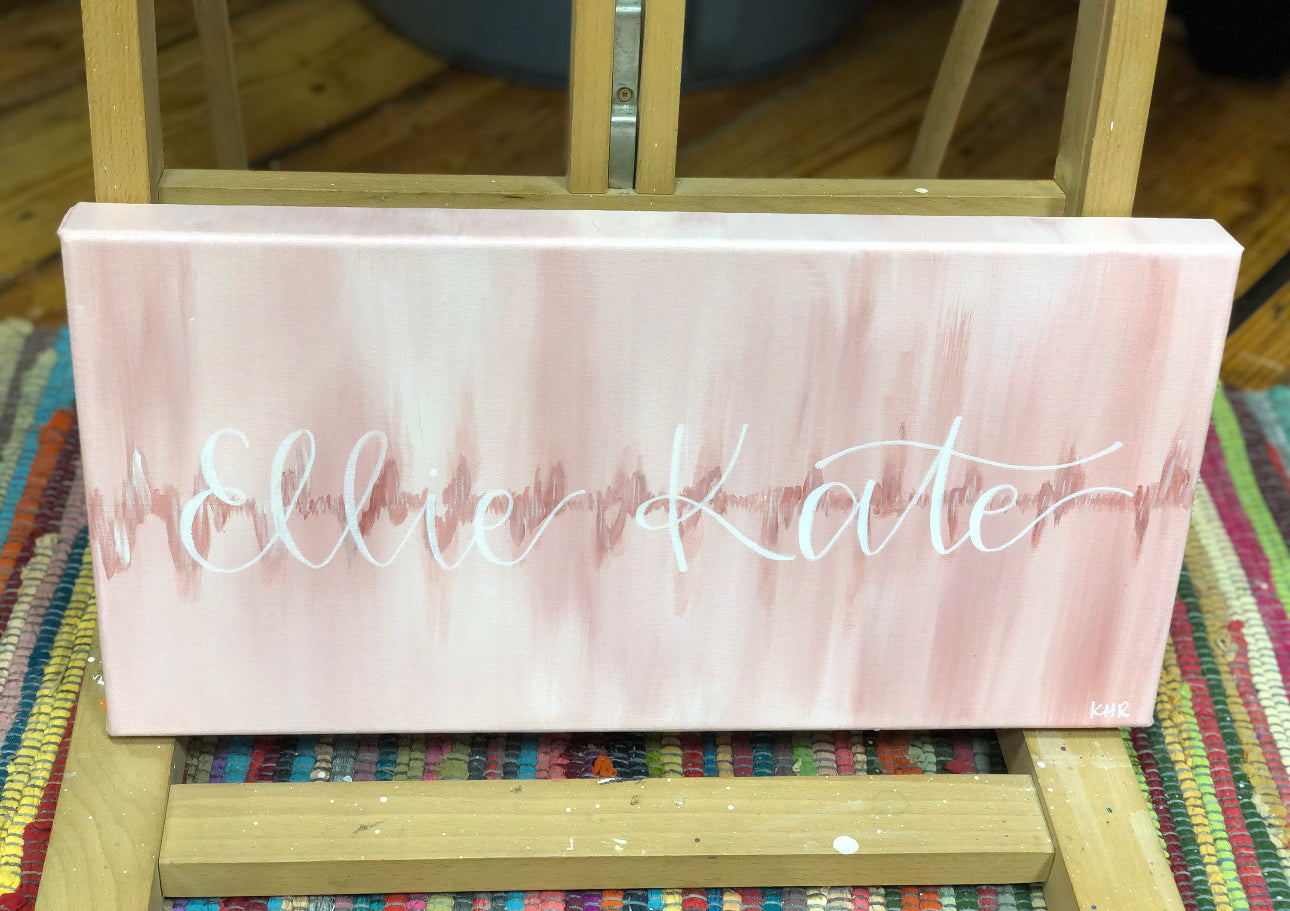 Custom Baby Heartbeat Painting, Nursery Wall Decor, Personalized Art, Baby Shower Gift, New Parent Gift
