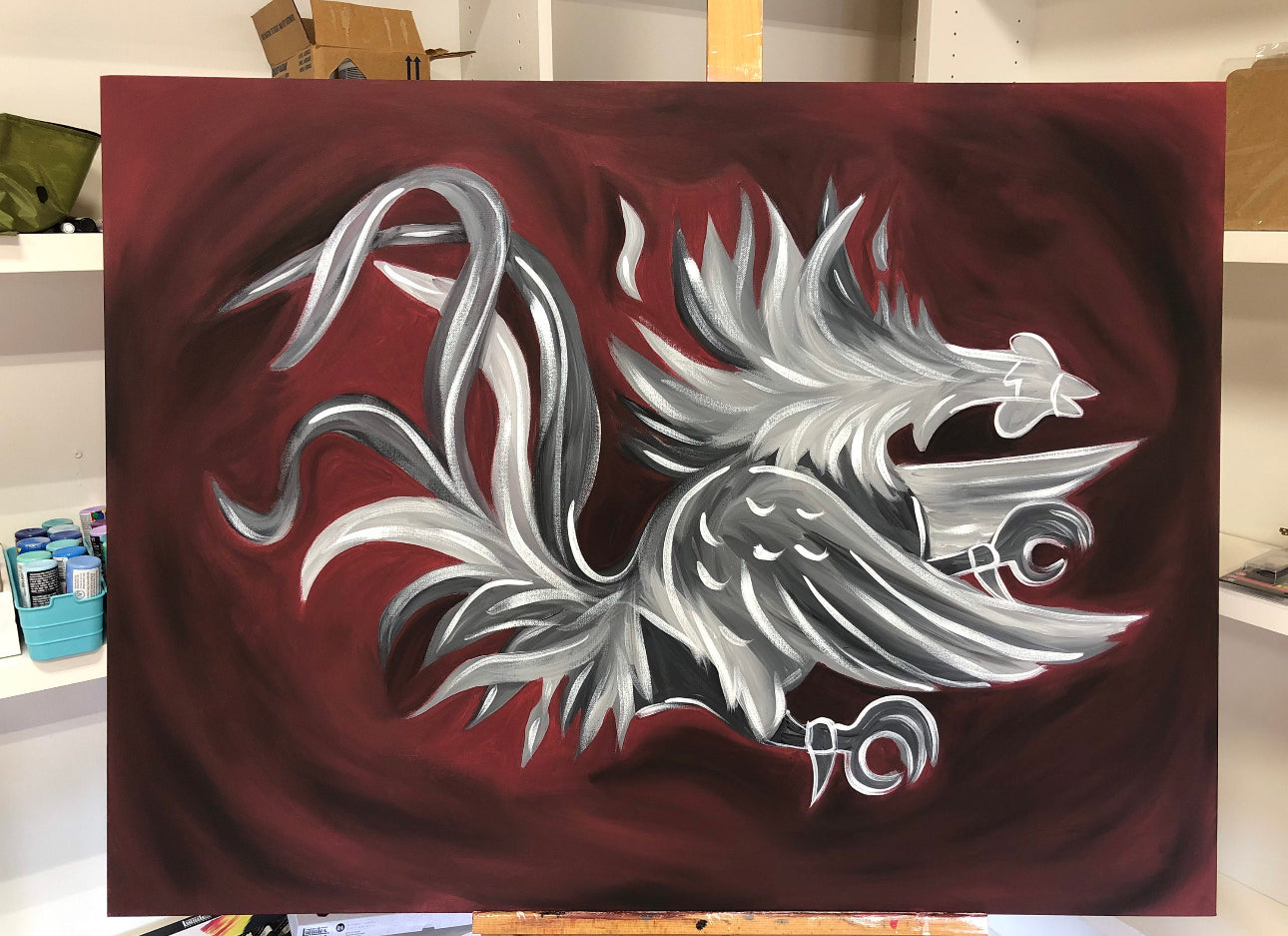 Gamecock Painting on Canvas, South Carolina Art, Handmade to Order, Gamecock Wall Decor