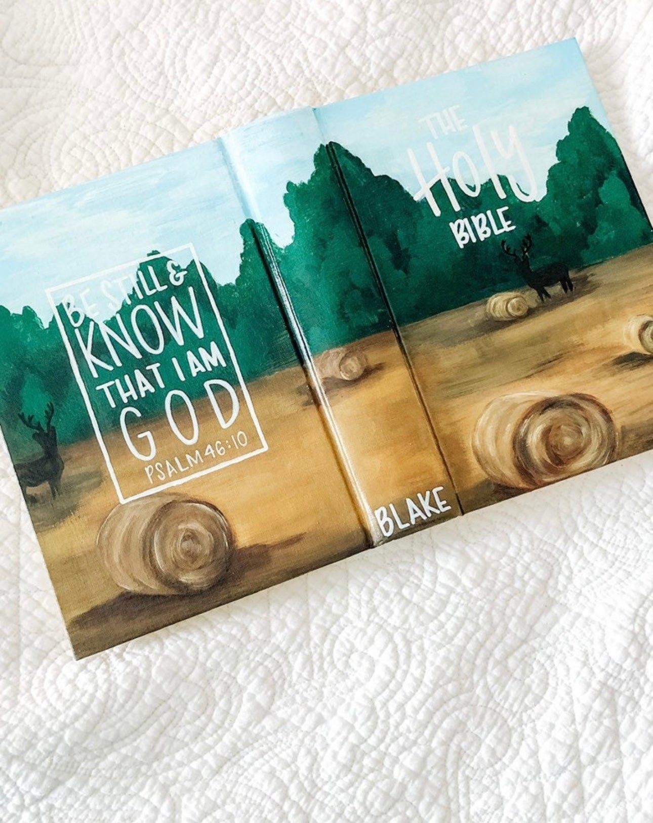 Farm life  Custom Painted Bible, Personalized Bible, Hand Painted Holy Book, Unique Religious Gift, Custom Bible Cover