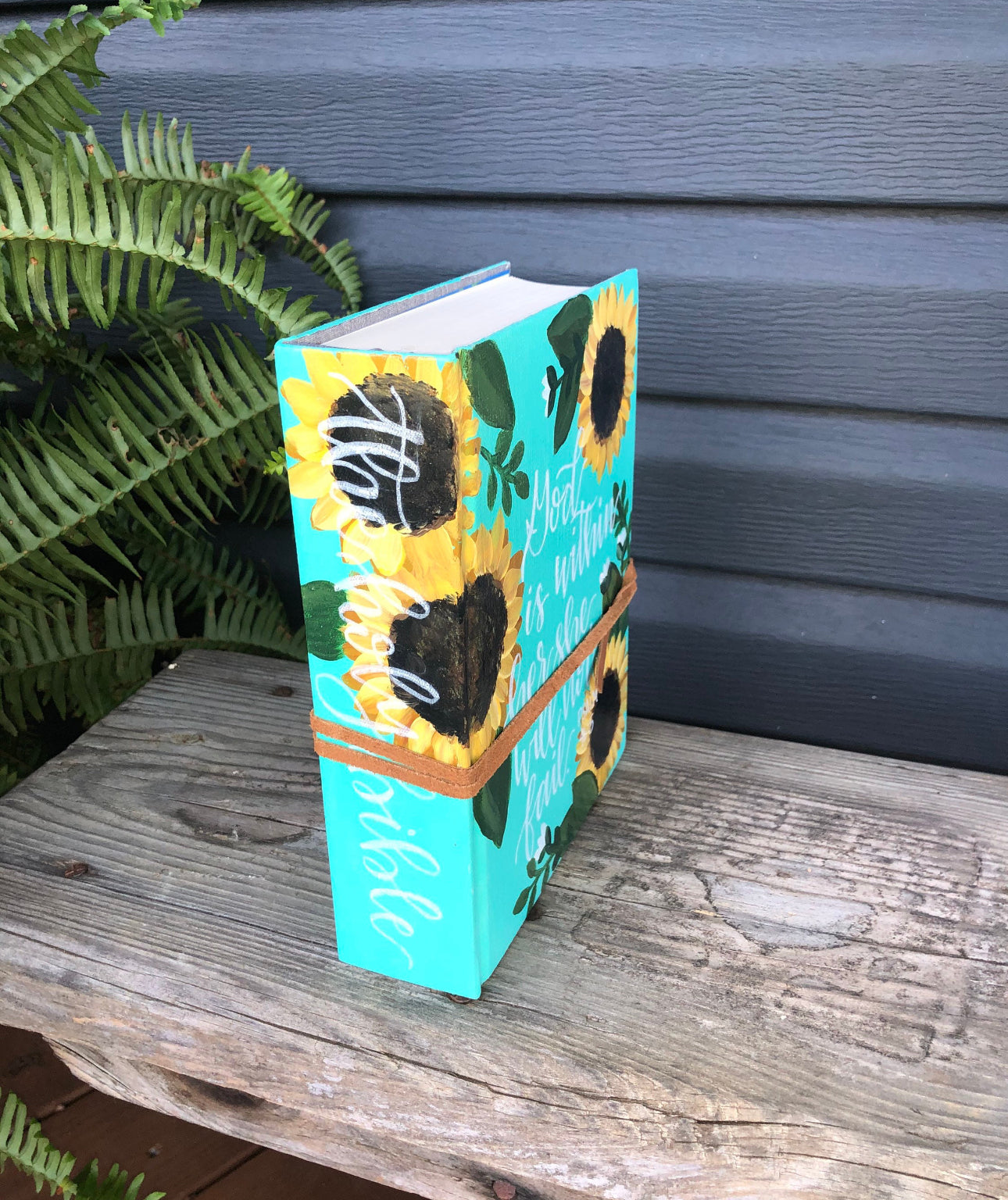 Sunflower  Custom Painted Bible, Personalized Bible, Hand Painted Holy Book, Unique Religious Gift, Custom Bible Cover