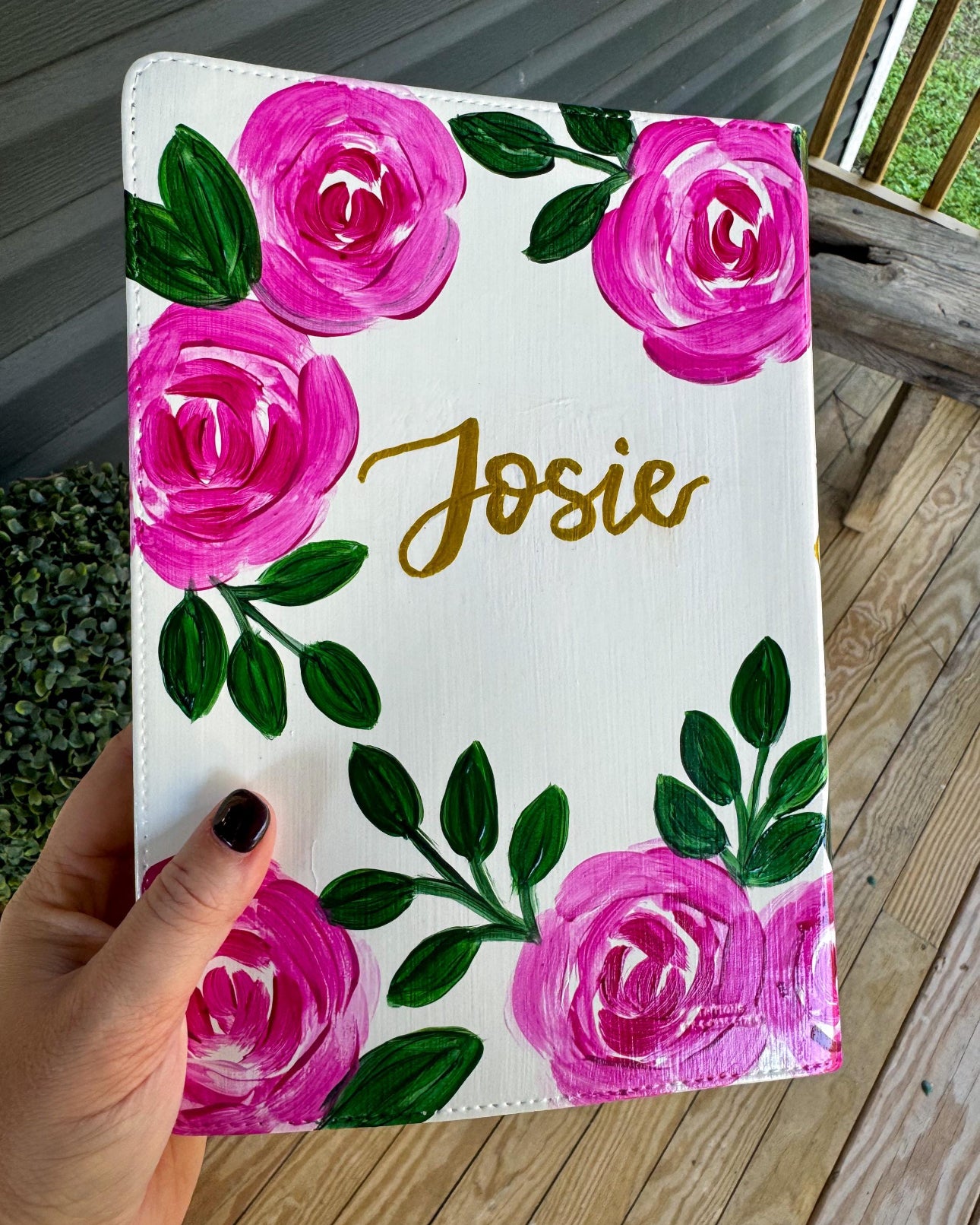 Roses  Custom Painted Bible, Personalized Bible, Hand Painted Holy Book, Unique Religious Gift, Custom Bible Cover