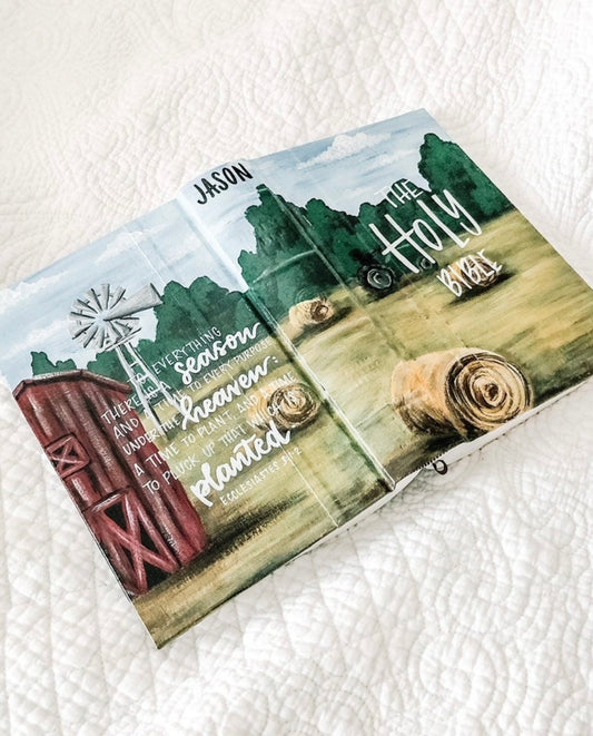 Farm life  Custom Painted Bible, Personalized Bible, Hand Painted Holy Book, Unique Religious Gift, Custom Bible Cover