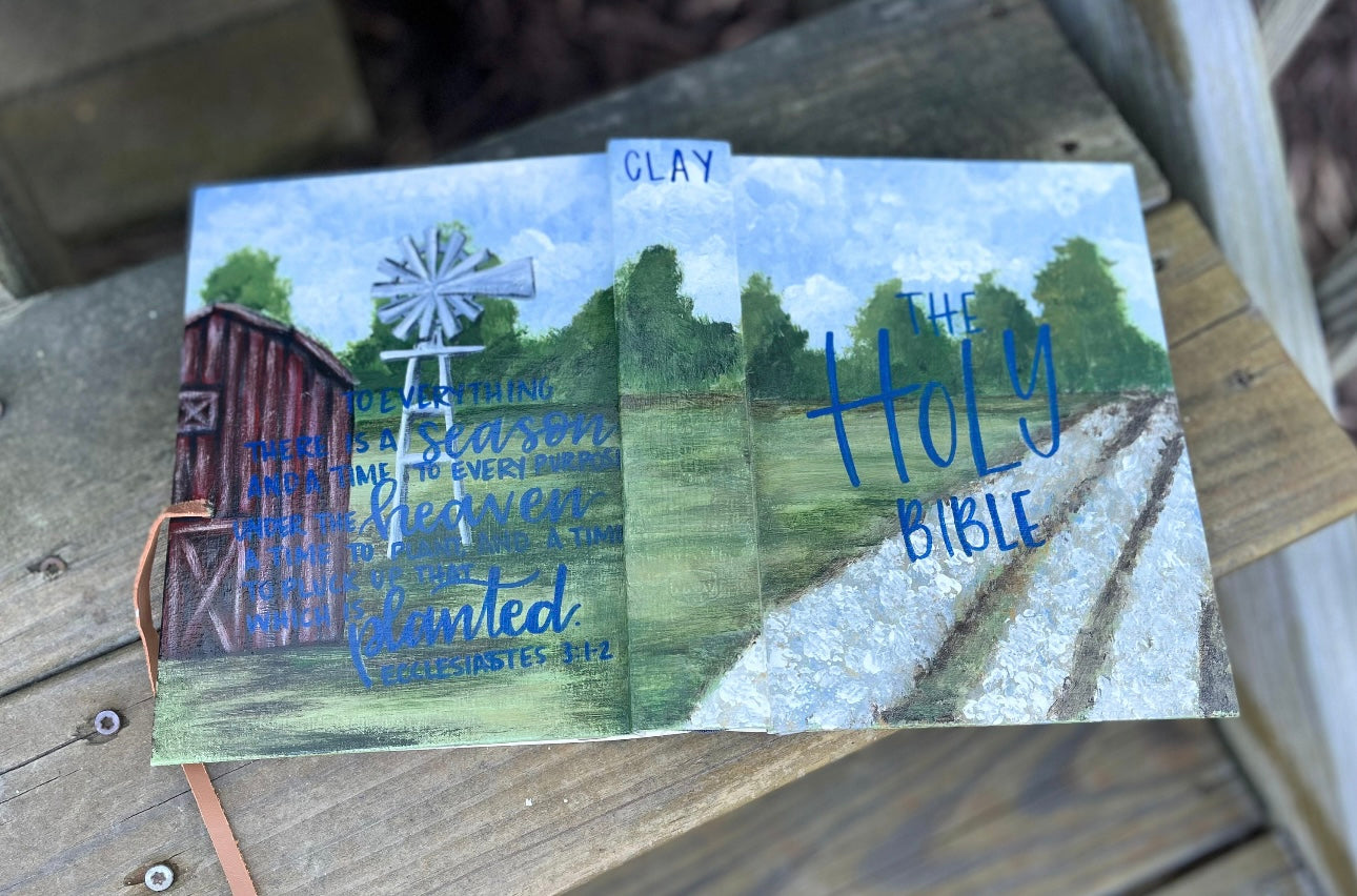 Farm life  Custom Painted Bible, Personalized Bible, Hand Painted Holy Book, Unique Religious Gift, Custom Bible Cover