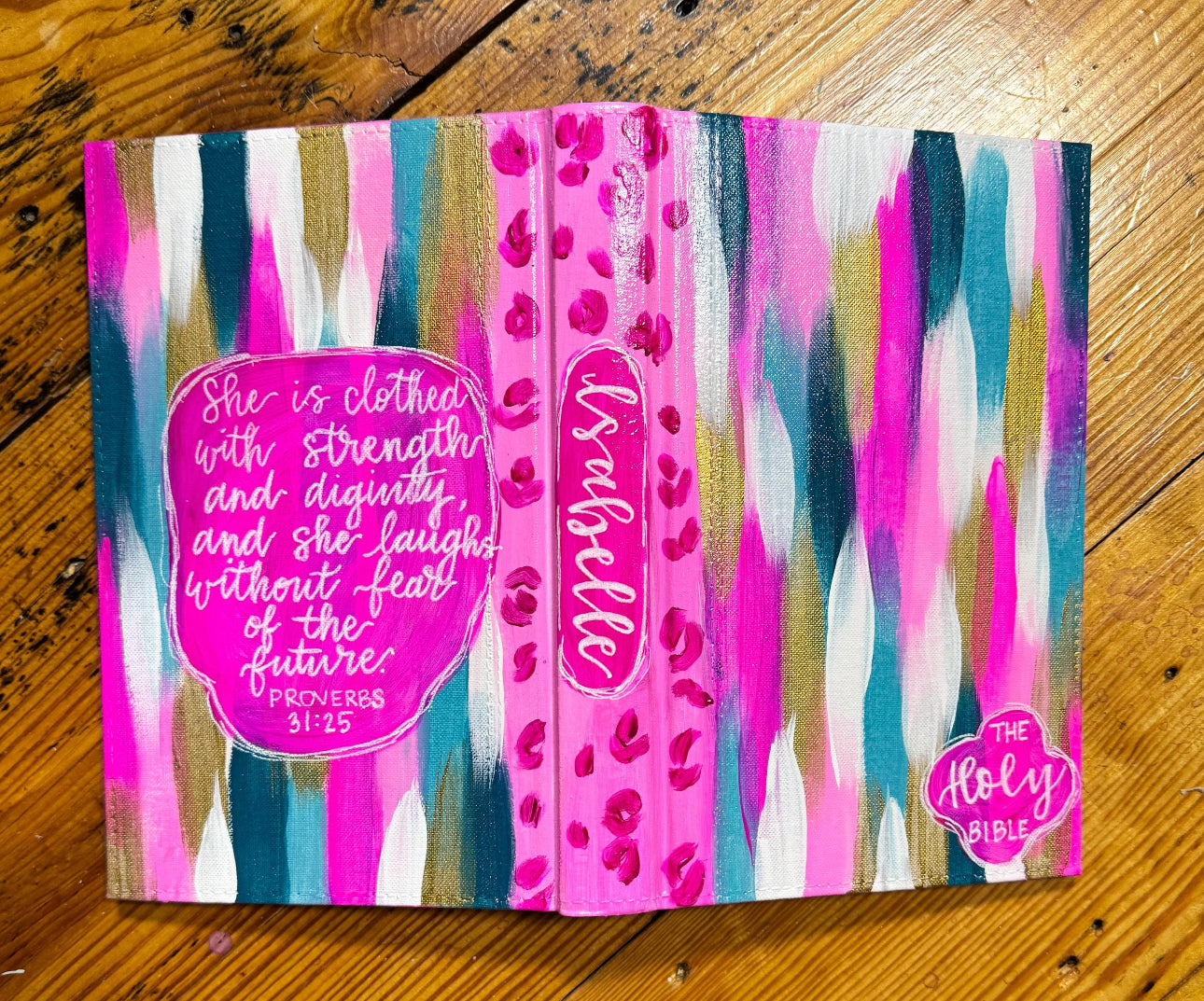 Preppy girl style Custom Painted Bible, Personalized Bible, Hand Painted Holy Book, Unique Religious Gift, Custom Bible Cover