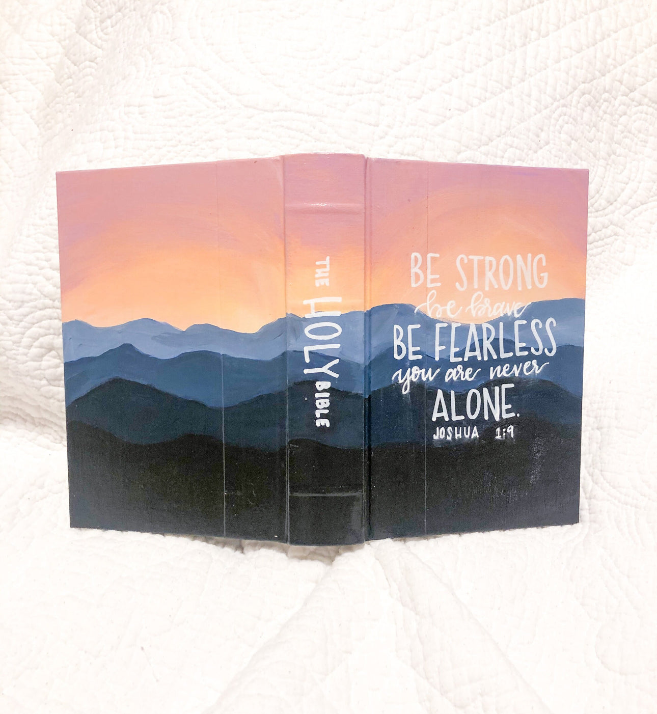 Mountain  Custom Painted Bible, Personalized Bible, Hand Painted Holy Book, Unique Religious Gift, Custom Bible Cover