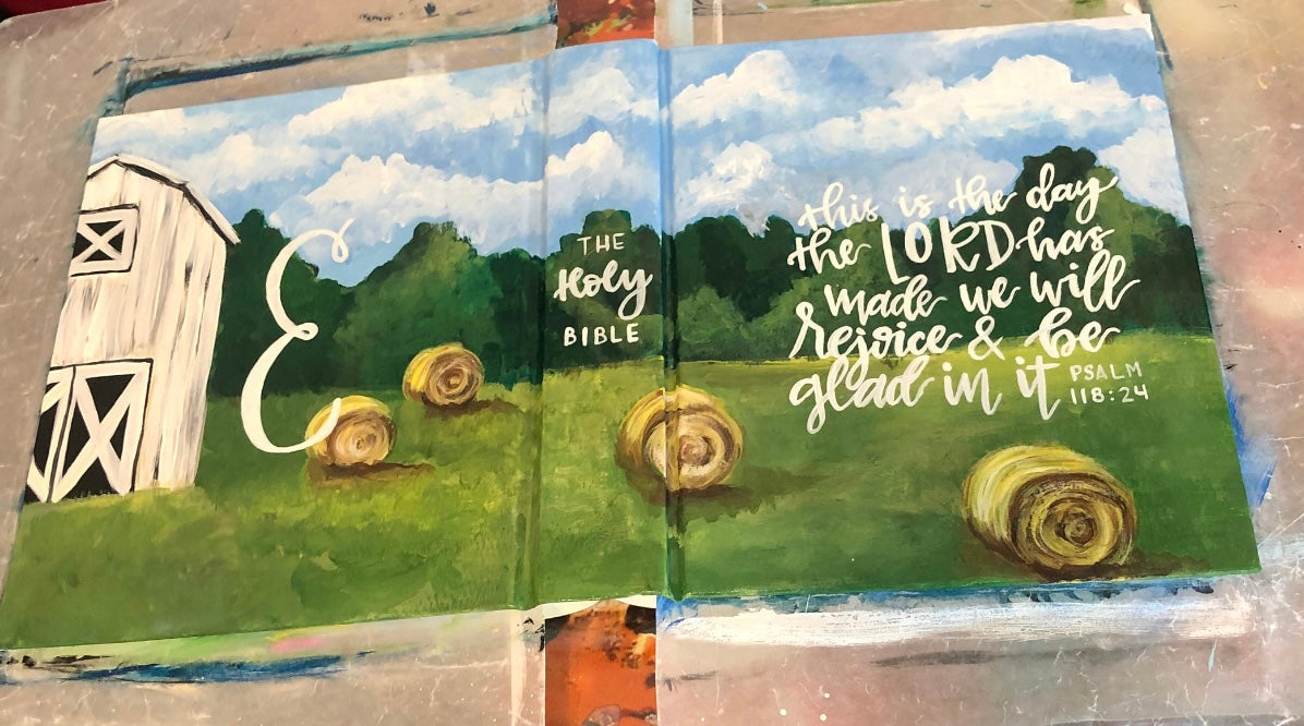 Farm life  Custom Painted Bible, Personalized Bible, Hand Painted Holy Book, Unique Religious Gift, Custom Bible Cover
