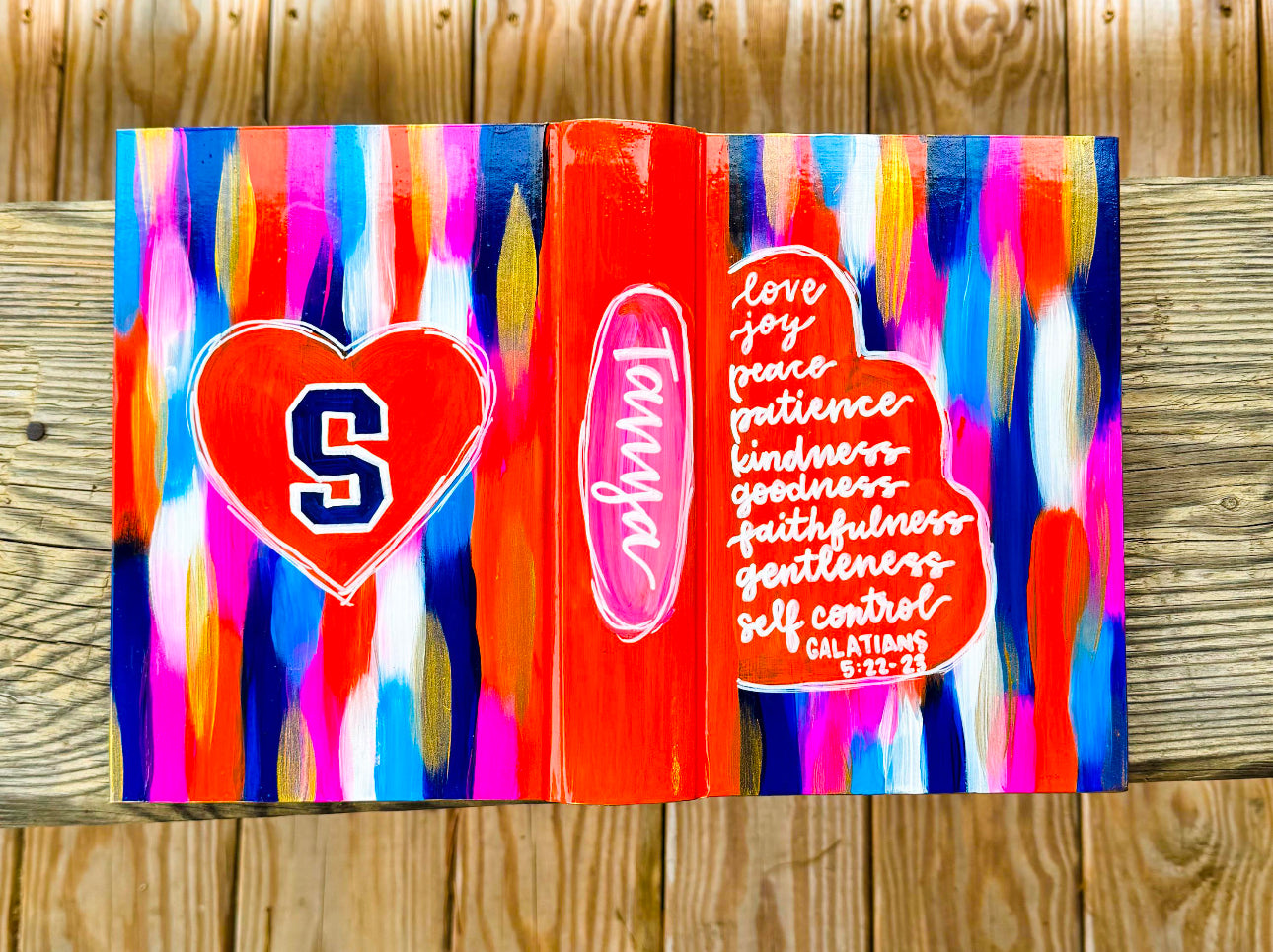 Preppy girl style Custom Painted Bible, Personalized Bible, Hand Painted Holy Book, Unique Religious Gift, Custom Bible Cover