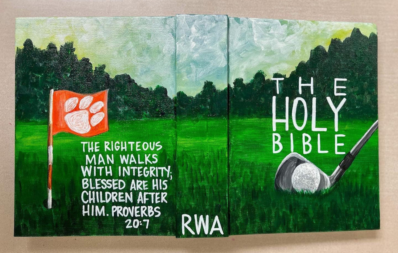 Golf  Custom Painted Bible, Personalized Bible, Hand Painted Holy Book, Unique Religious Gift, Custom Bible Cover