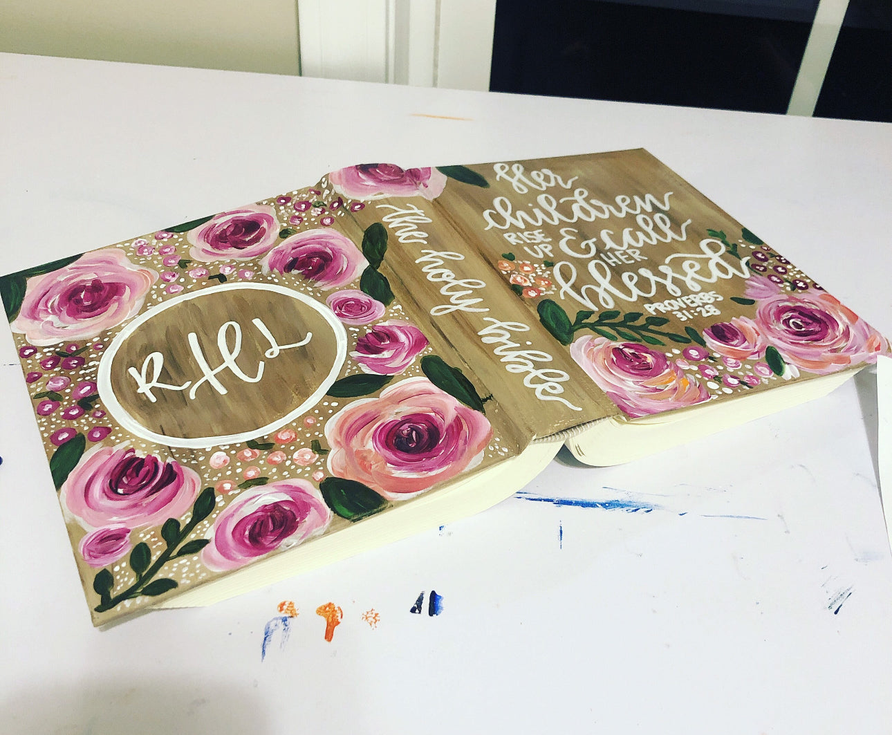 Mothers  Custom Painted Bible, Personalized Bible, Hand Painted Holy Book, Unique Religious Gift, Custom Bible Cover