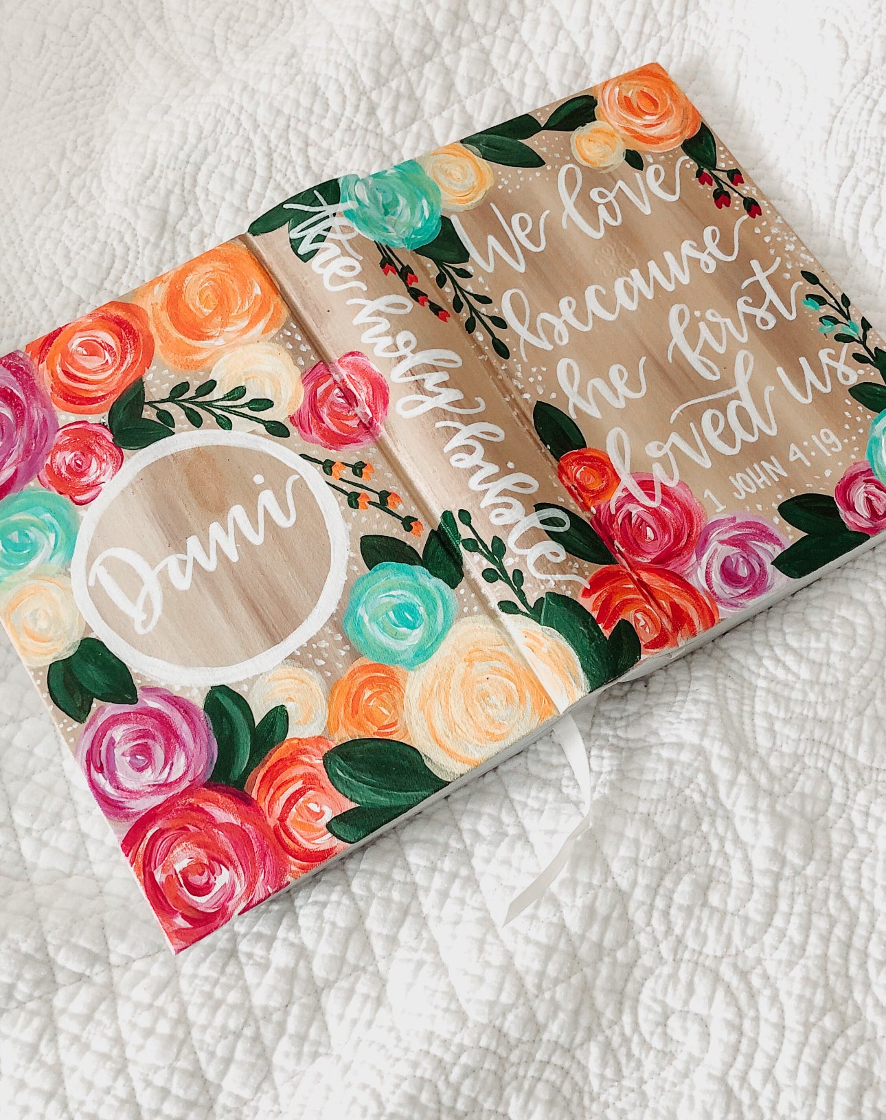 Mothers  Custom Painted Bible, Personalized Bible, Hand Painted Holy Book, Unique Religious Gift, Custom Bible Cover