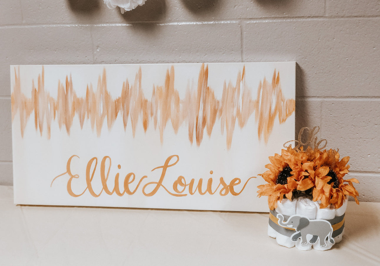 Custom Baby Heartbeat Painting, Nursery Wall Decor, Personalized Art, Baby Shower Gift, New Parent Gift