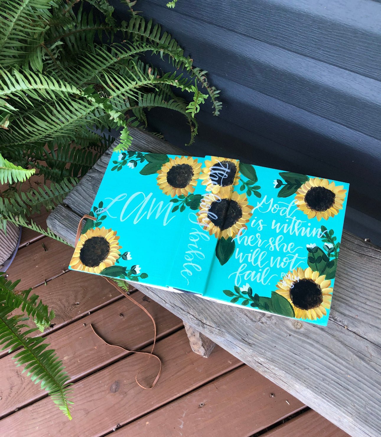Sunflower  Custom Painted Bible, Personalized Bible, Hand Painted Holy Book, Unique Religious Gift, Custom Bible Cover